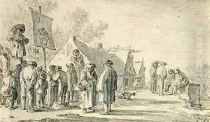 A village scene by Jan van Goyen