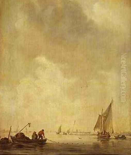 A River Scene with Fishermen Laying a Net - view 1