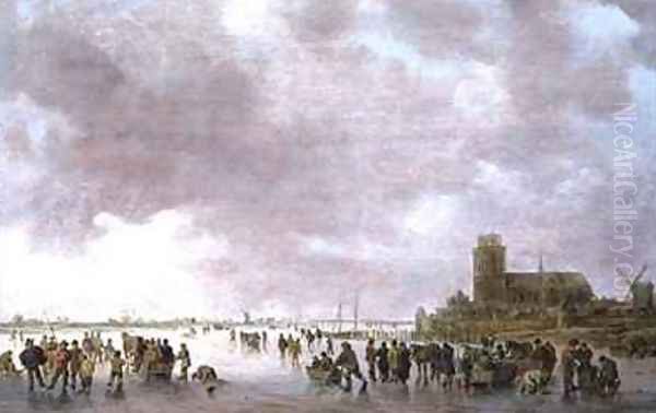 A Winter Landscape with Figures Skating on the Ice - view 1