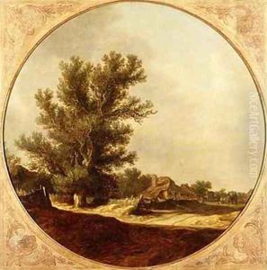 Oak Tree on a Country Lane with Travellers by Jan van Goyen