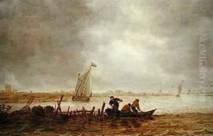 View of an Estuary with a Fishing Boat by Jan van Goyen
