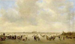 Winter Landscape with Skaters Before SHertogenbosch by Jan van Goyen