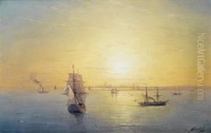 Russian Shipping At Sunset