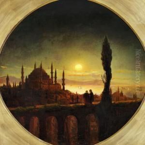 Sunset Over Hagia Sophia In Constantinople