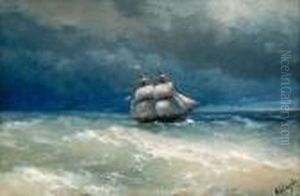 Coastal Scene With Stormywaters by Ivan Konstantinovich Aivazovsky