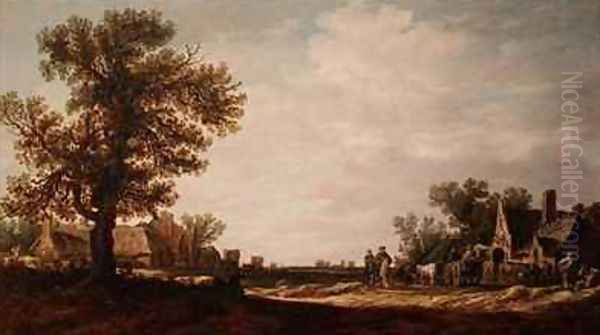 Village Scene with Horses and Carts - view 1