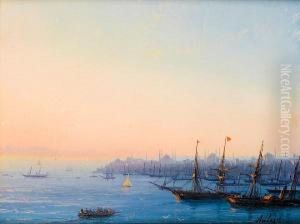 Sunset Over The Golden Horn (constantinople)from Pera by Ivan Konstantinovich Aivazovsky