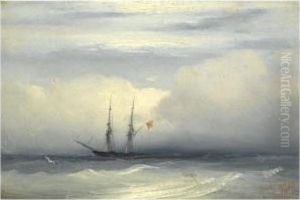 Ship On A Stormy Sea by Ivan Konstantinovich Aivazovsky