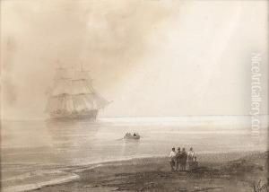 A Brig Anchored Offshore