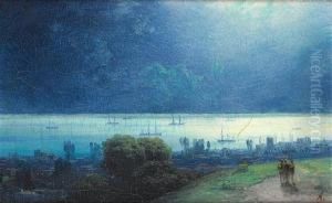 View Of A Bay Bathed In Moonlight by Ivan Konstantinovich Aivazovsky