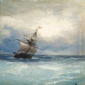 Seascape With A Sailing Ship On Open Sea by Ivan Konstantinovich Aivazovsky