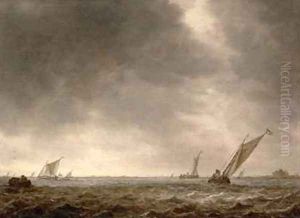 Fishing Smacks in a Squall at the Mouth of a River