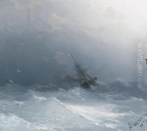 An American Steamer In Heavy Seas by Ivan Konstantinovich Aivazovsky