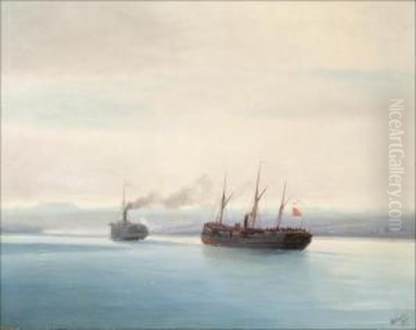 The Turkish Military Ship Mersina In The Black Sea On 13 December 1877 - view 1
