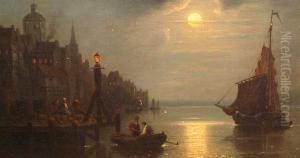 Ships In Moonlight by Ivan Konstantinovich Aivazovsky