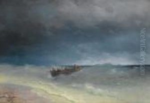 In Stormy Waters by Ivan Konstantinovich Aivazovsky