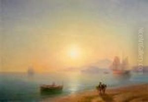 Coastal Landscape In Italy. 1878 by Ivan Konstantinovich Aivazovsky
