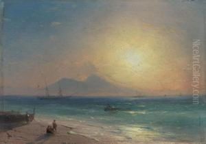 The Coast Near Naples In The Evening Light. Circa 1878 by Ivan Konstantinovich Aivazovsky