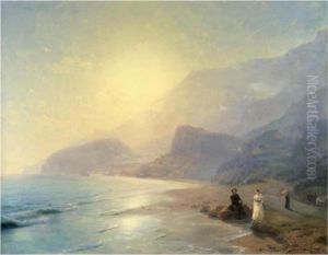 Pushkin And Countess Raevskaya By The Sea Near Gurzuf Andpartenit by Ivan Konstantinovich Aivazovsky