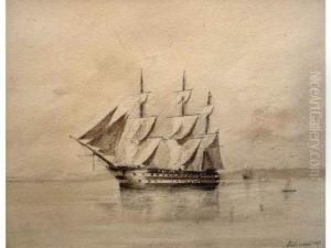 Voilier 3 Mats En Mer Par Le Travers. by Ivan Konstantinovich Aivazovsky