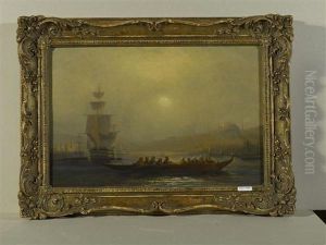 Schiffe Am Bosporus Mit Der Hagia Sophia Im Hintergrund. by Ivan Konstantinovich Aivazovsky