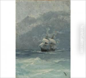 A Sailing Ship Under A Cloudy Sky by Ivan Konstantinovich Aivazovsky