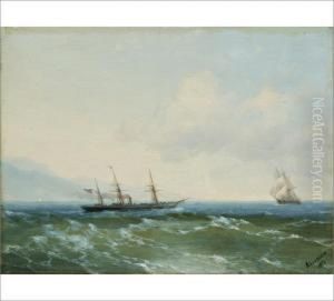Sailing Ships At The Sea by Ivan Konstantinovich Aivazovsky