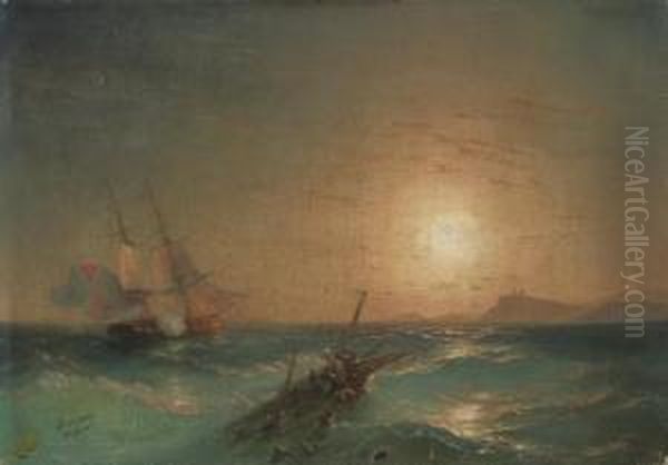 A Naval Engagement At Sunset - view 1