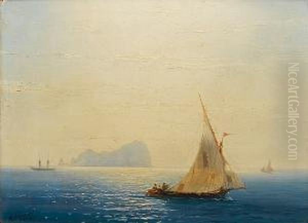 Sailing Boats Off Capri - view 1