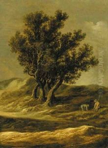A dune landscape with peasants by a track by Jan van Goyen
