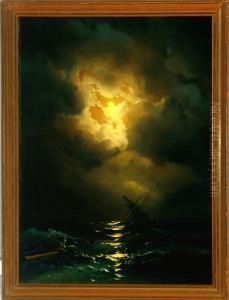 Marine With A Shipwreck In Moonlight by Ivan Konstantinovich Aivazovsky