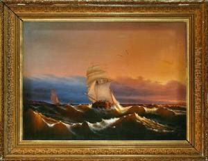 A Marine With A Cof And Other
Sailing Ships By Sunset, Presumeably In The Black Sea By The Crimean
Coast by Ivan Konstantinovich Aivazovsky