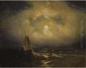 Shipping In The Moonlight by Ivan Konstantinovich Aivazovsky