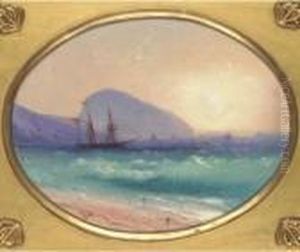 Sunset At Sea Off Ayu Dag, Crimea by Ivan Konstantinovich Aivazovsky
