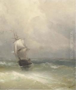 Ship In Rough Seas by Ivan Konstantinovich Aivazovsky