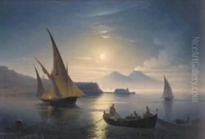 The Bay Of Naples By Moonlight by Ivan Konstantinovich Aivazovsky
