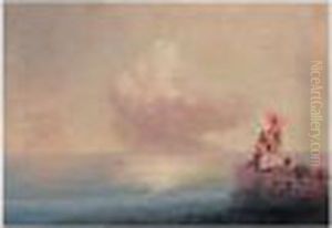 Elegant Ladies Fishing At The Water's Edge by Ivan Konstantinovich Aivazovsky