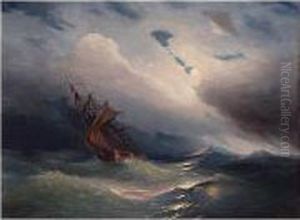 Storm Off The Coast Of Feodosia by Ivan Konstantinovich Aivazovsky