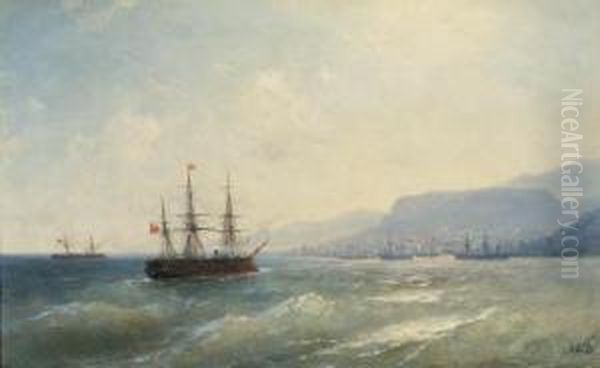 Turkish Corvette Ertugrul Off The Black Sea Coast Of Asiaminor - view 1