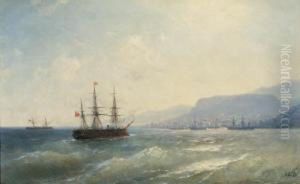 Turkish Corvette Ertugrul Off The Black Sea Coast Of Asiaminor by Ivan Konstantinovich Aivazovsky