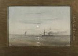 Steamer On Moonlit Tranquil Waters by Ivan Konstantinovich Aivazovsky