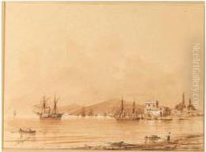 Moored Vessels In The Roads Of A Mediterranean Harbour by Ivan Konstantinovich Aivazovsky