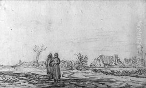 A couple approaching a village by Jan van Goyen
