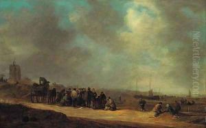 Fisherfolk on the beach at Scheveningen by Jan van Goyen