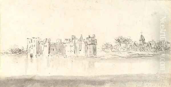 The Castle of Rupelmonde seen from across the river - view 1