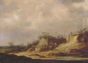 A dune landscape with herdsman tending their cattle by Jan van Goyen