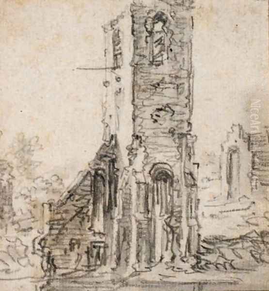 La tour d'une eglise en ruines à Eik-en-Duinen - view 1