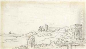 Three figures on a dyke by Jan van Goyen