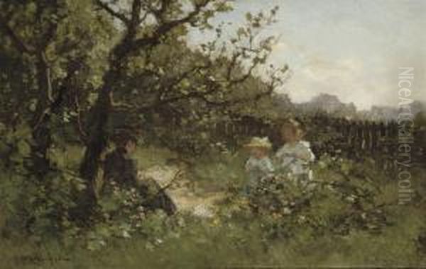 Bloemenplukken: Picking Flowers 
In The Dunes Of Scheveningen, The Kurhaus In The Distance - view 1