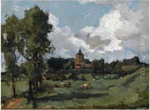 A Summer Landscape With A Village In The Distance, Possibly Heelsum A Summer Landscape With A Village In The Distance, Possibly Heelsum